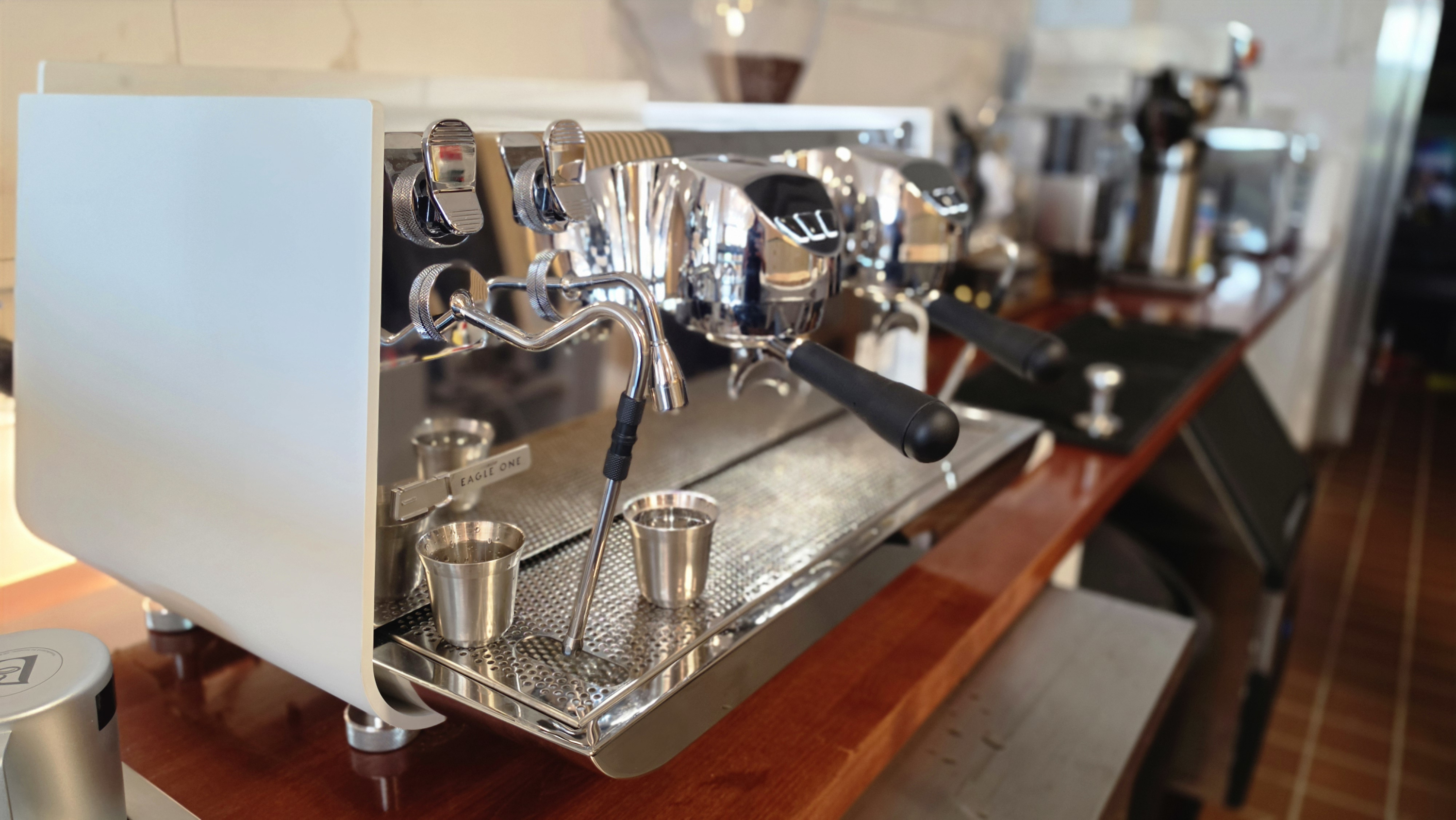 white espresso machine cafe