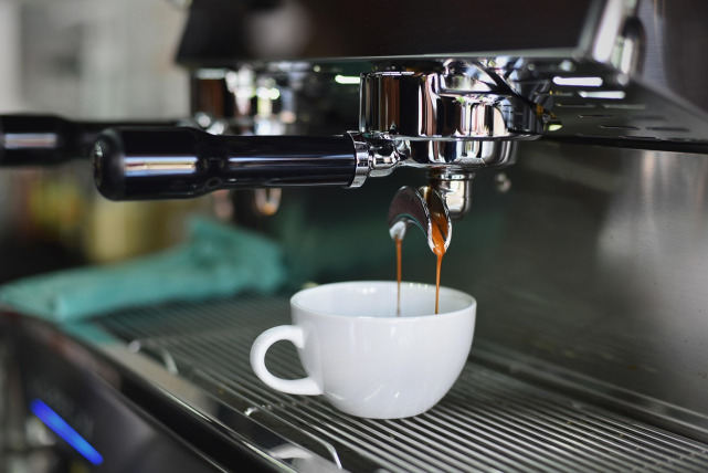 white espresso machine cafe